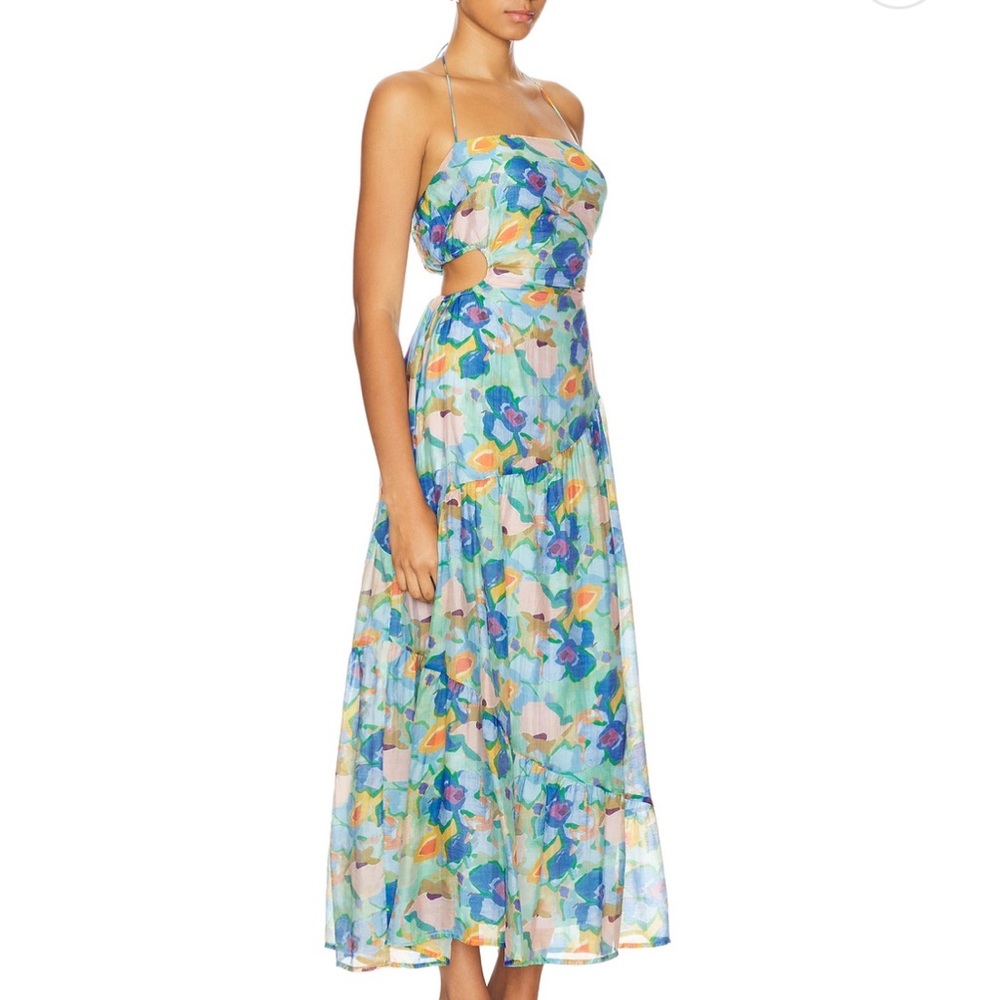 Astr Floral Maxi Dress - Blue and Green